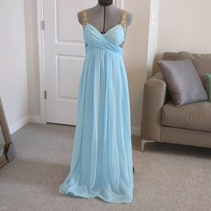 Roberta Bridal Light Blue Gown with Gold Accents